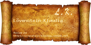 Lövenstein Klaudia névjegykártya